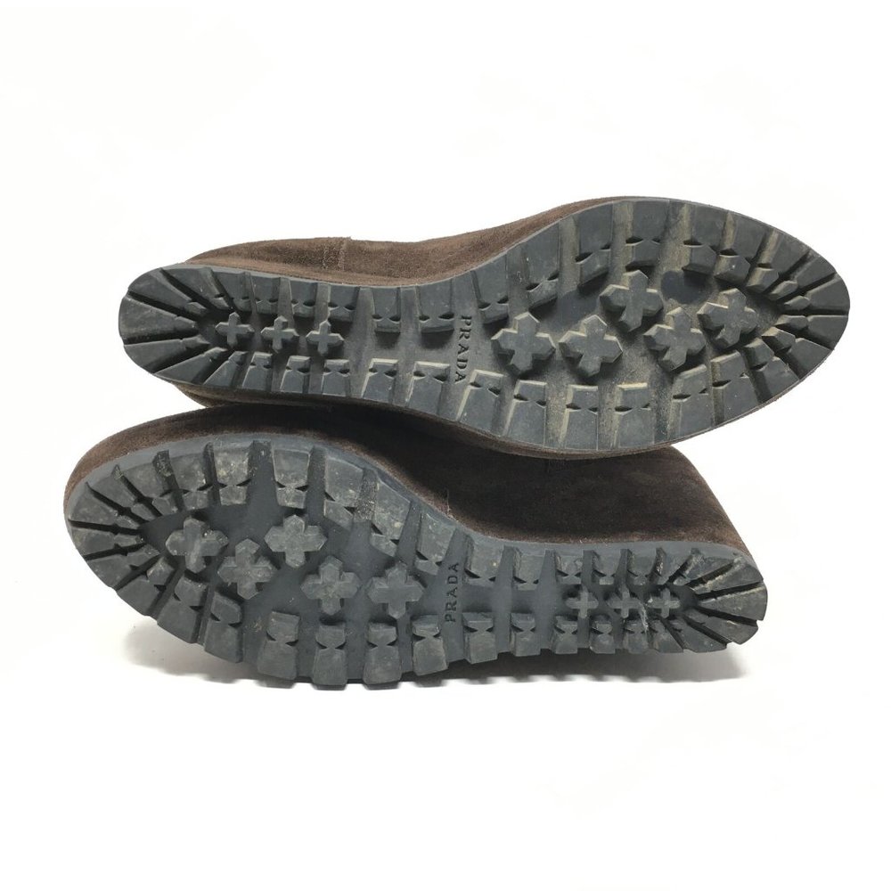 Women's Prada Pull On Wedge Mid Calf Boots Booties Shoes Size 40 EU/10 US Brown - Picture 8 of 12